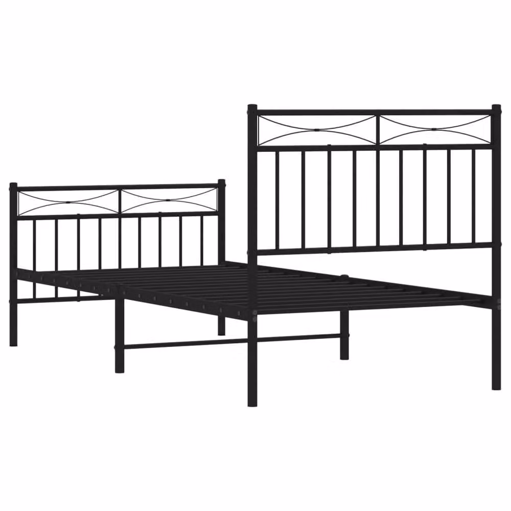 Berkfield Home Metal Bed Frame with Headboard and Footboard in Black, W/D/H: 90 x 200 cm – 4