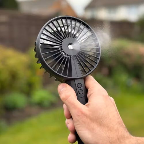 Menkind Rechargeable Mist Fan with Spray Function and Desk Stand in Black – 2