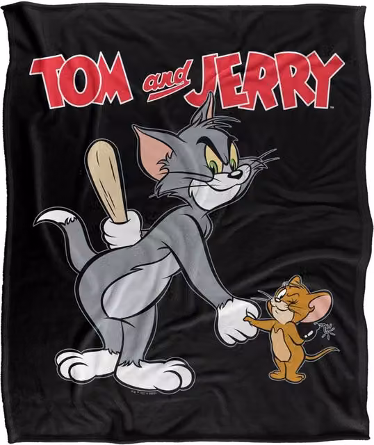Warner Bros. Tom & Jerry Multicolour Super Soft Fluffy Polyester Throw Blanket for Adults