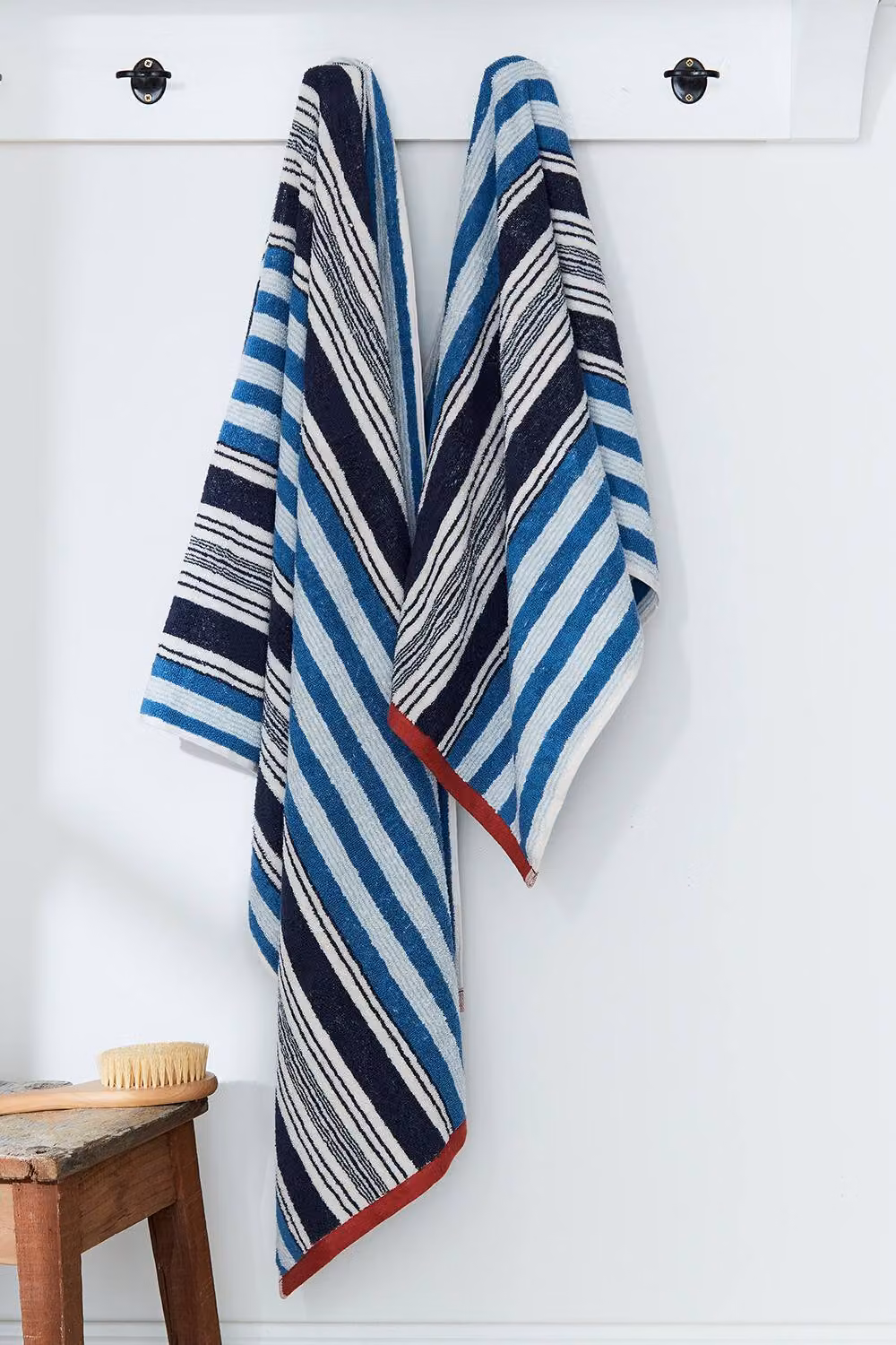 Helena Springfield Beach House Stripe Cotton Terry Bath Towel in Blue and Red – 2