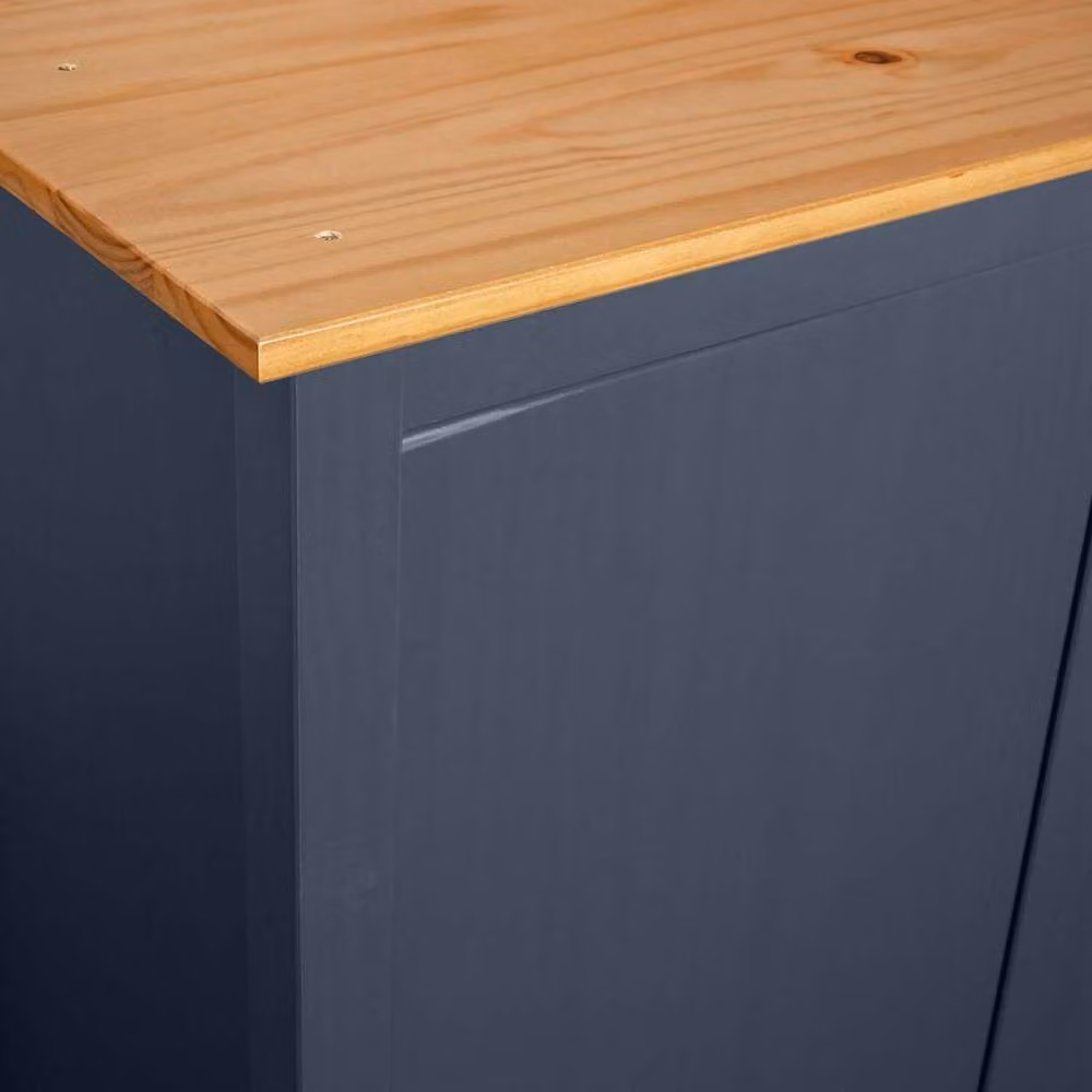 Berkfield Home Hill 3-Door Wardrobe in Grey and Dark Navy, Solid Pine Wood, W/D/H: 127 x 50 x 170 cm – 5