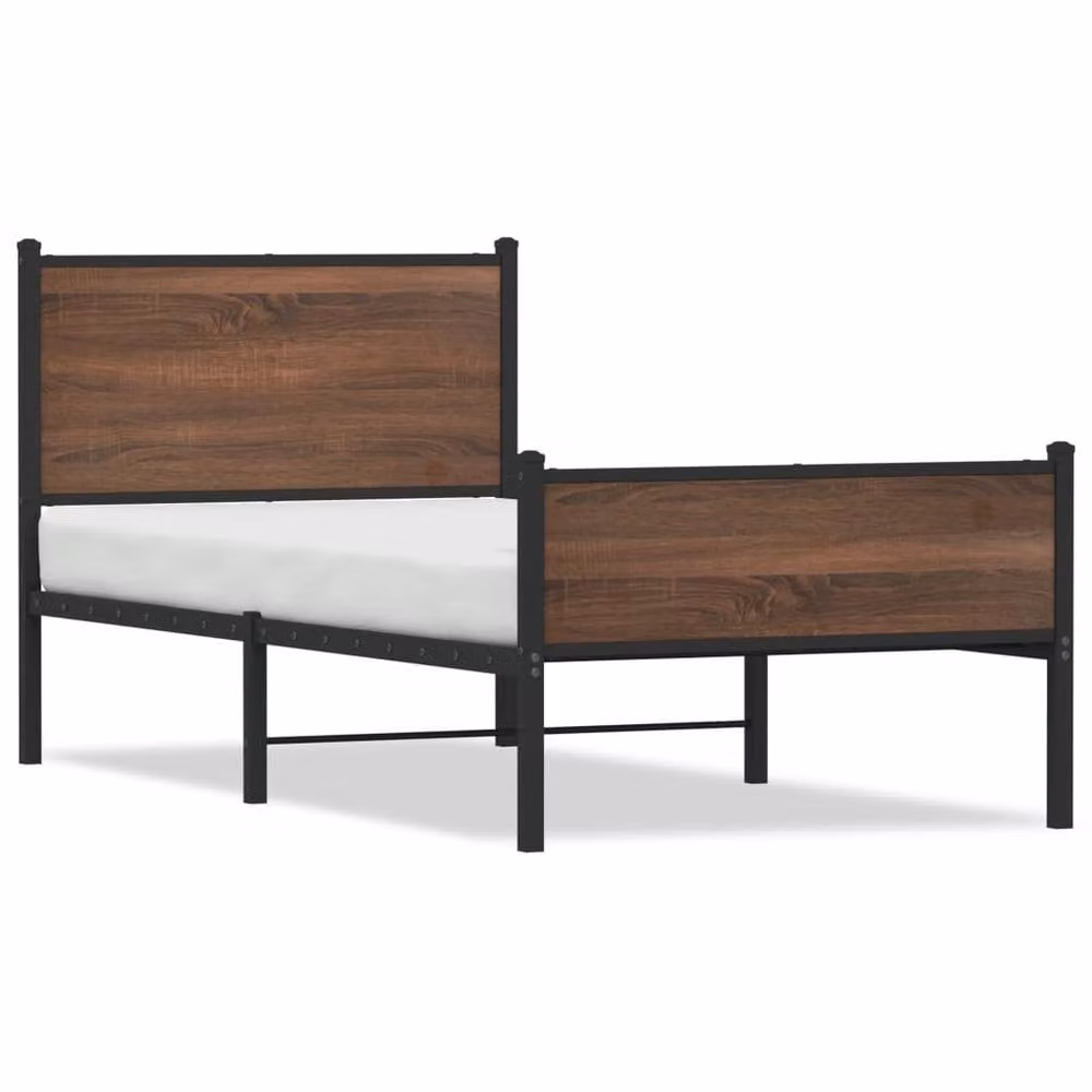 Berkfield Home Metal Bed Frame in Brown Oak, W: 80 cm, L: 200 cm – 3