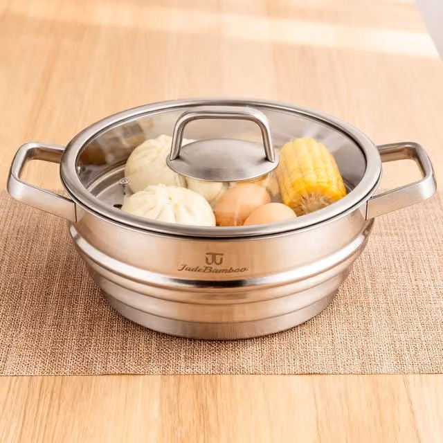 HomeKing Stainless Steel Steamer Pot, Silver, 24 cm