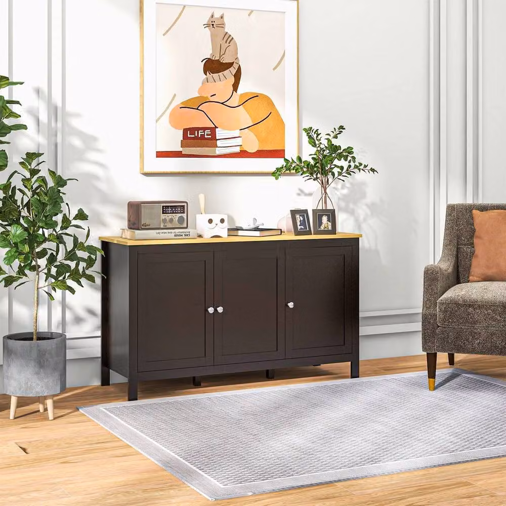 NESTLUNE Modern Black Matt Metal Sideboard Buffet Storage Cabinet – 5