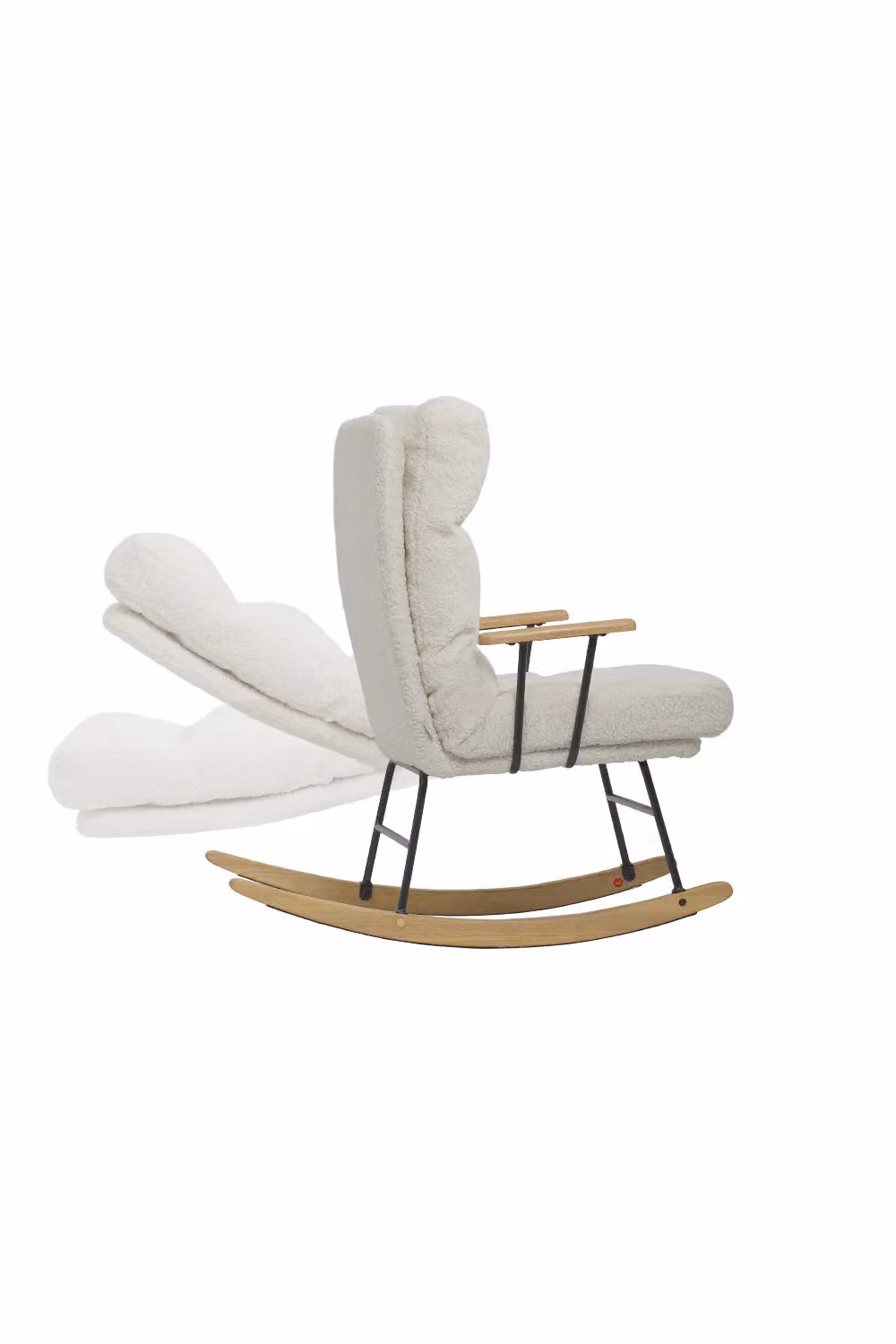 Living and Home White Bouclé Fabric Adjustable Rocking Recliner Chair with Armrests – 2