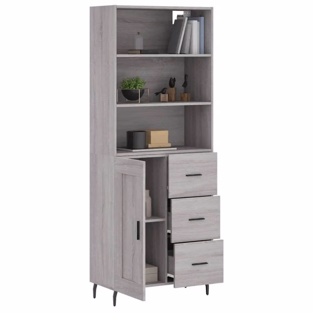 Berkfield Home Grey Sonoma Highboard, H 180 x W 69.5 x D 34 cm – 3