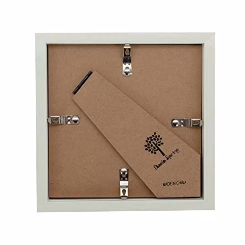 Nicola Spring 2 Piece White Square 3D Shadow Box Photo Frame Set with Glass Aperture – 2