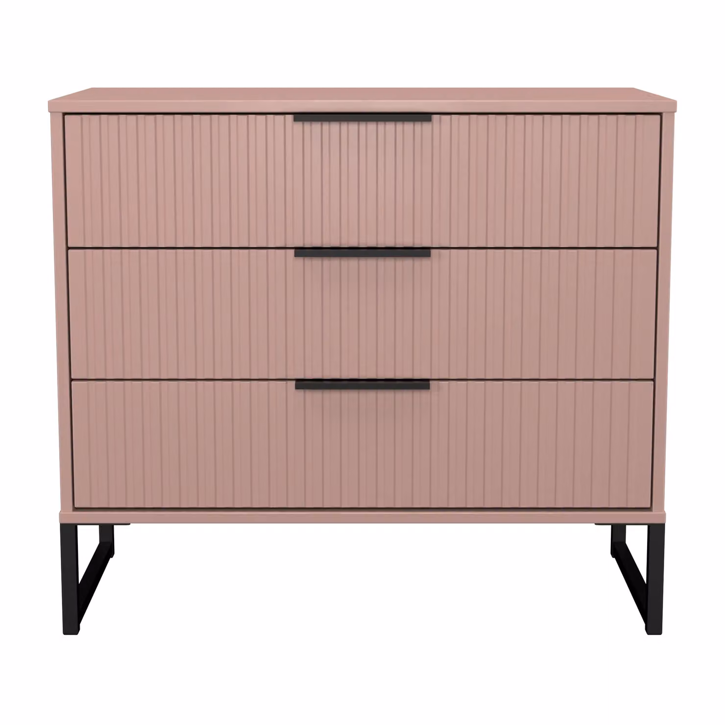 2 U Menai 3 Drawer Chest in Dusty Pink and Black with Geometric Metal Design – 2