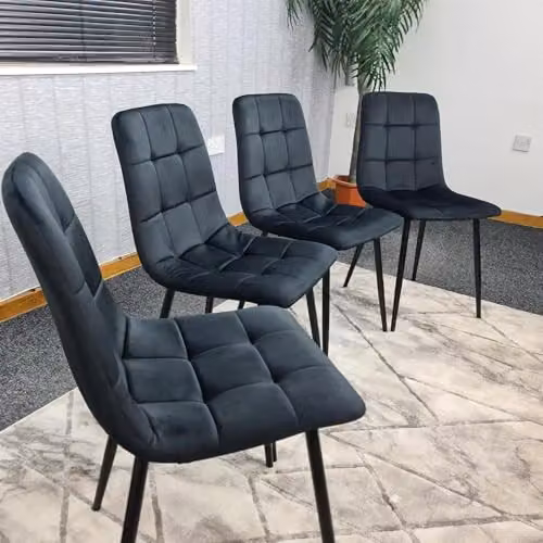 Kosy Koala Modern Rectangular Dining Table Set with 4 Black Velvet Chairs and Brown MDF Table – 2