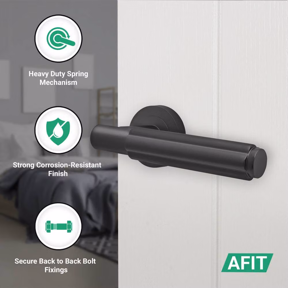 AFIT Matt Black Aluminium Internal Door Handle and Latch Set – 2