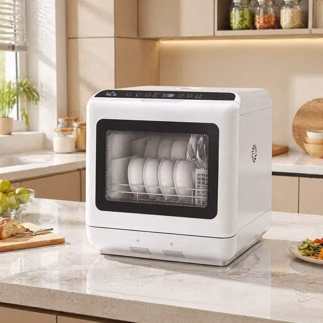 STILVORA White Countertop Dishwasher with 6L Tank Capacity