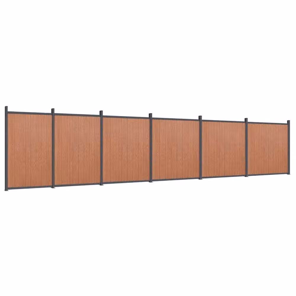 Berkfield Home Durable WPC and Aluminium Fence Panel, Brown, W: 1045 cm, H: 186 cm – 2