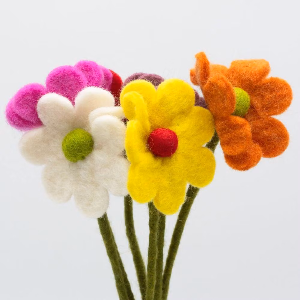 Serenityy Set of 6 Multicolour Textile Felt Daisy Floral Decorations – 2