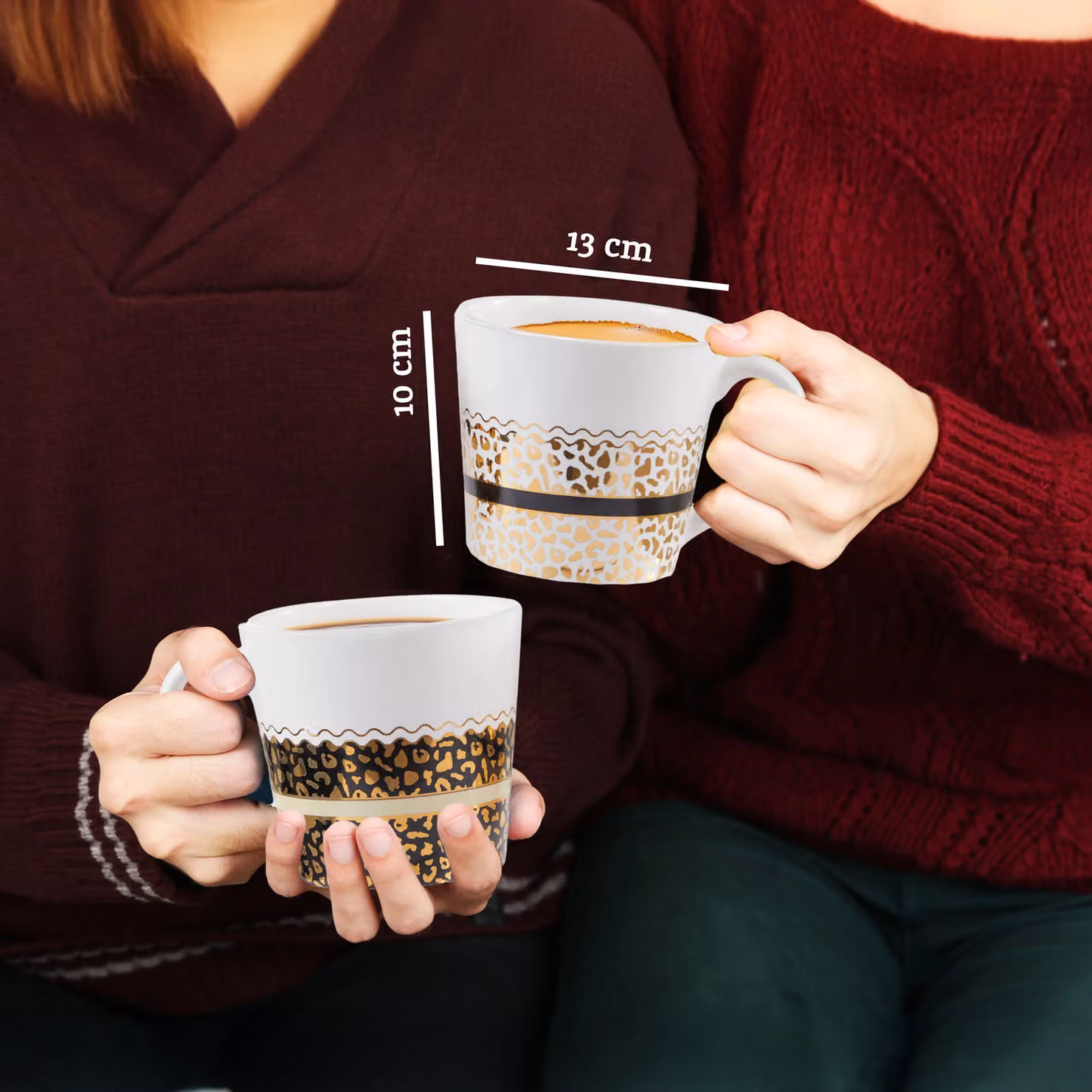 Orsina Set of Two Leopard Print Stoneware Mugs in Black and White – 5