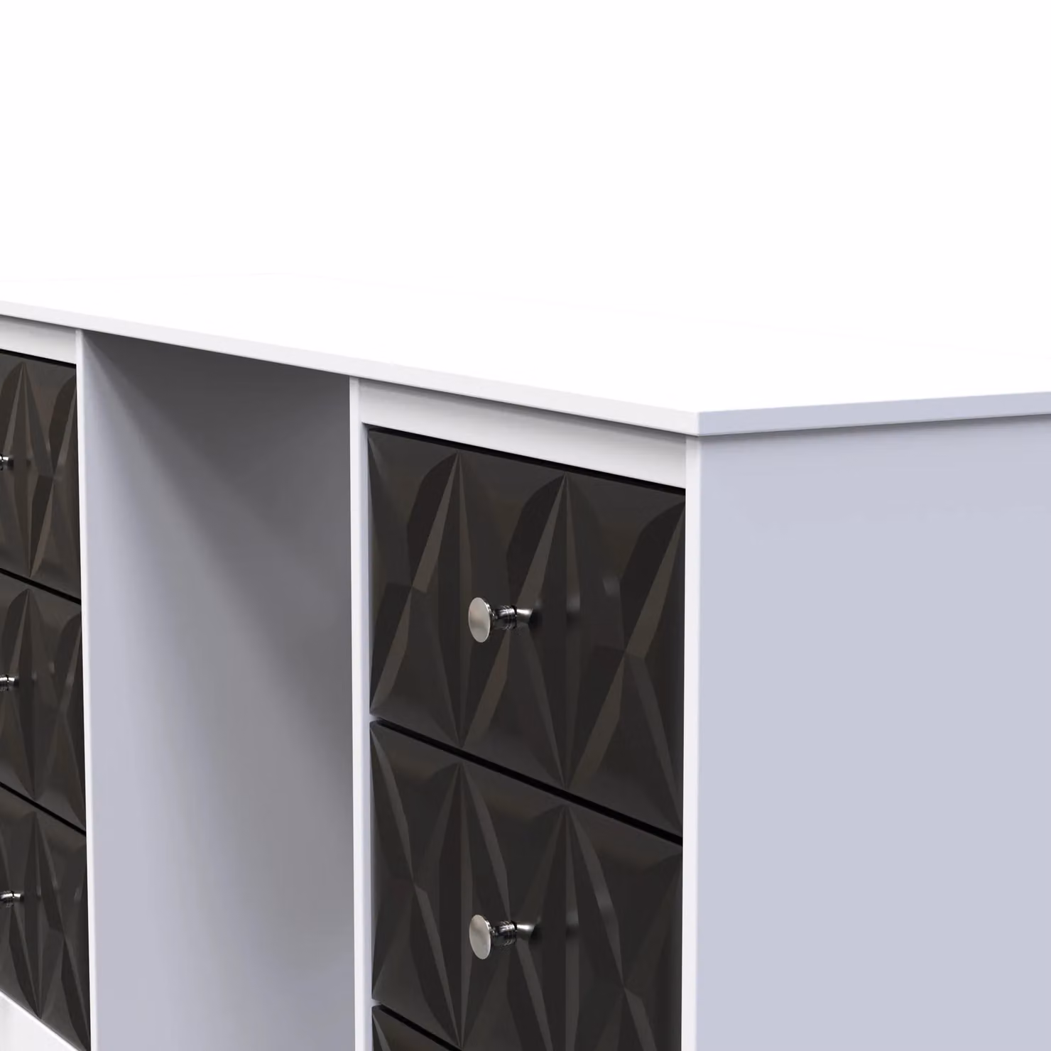 2 U Memphis Ready Assembled 6 Drawer Kneehole Desk in Black – 3