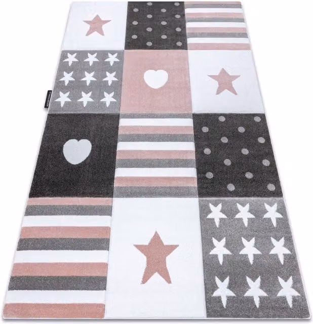 RugsX Petit Pink Patchwork Rectangular Childrens Rug, W: 120 cm, L: 170 cm