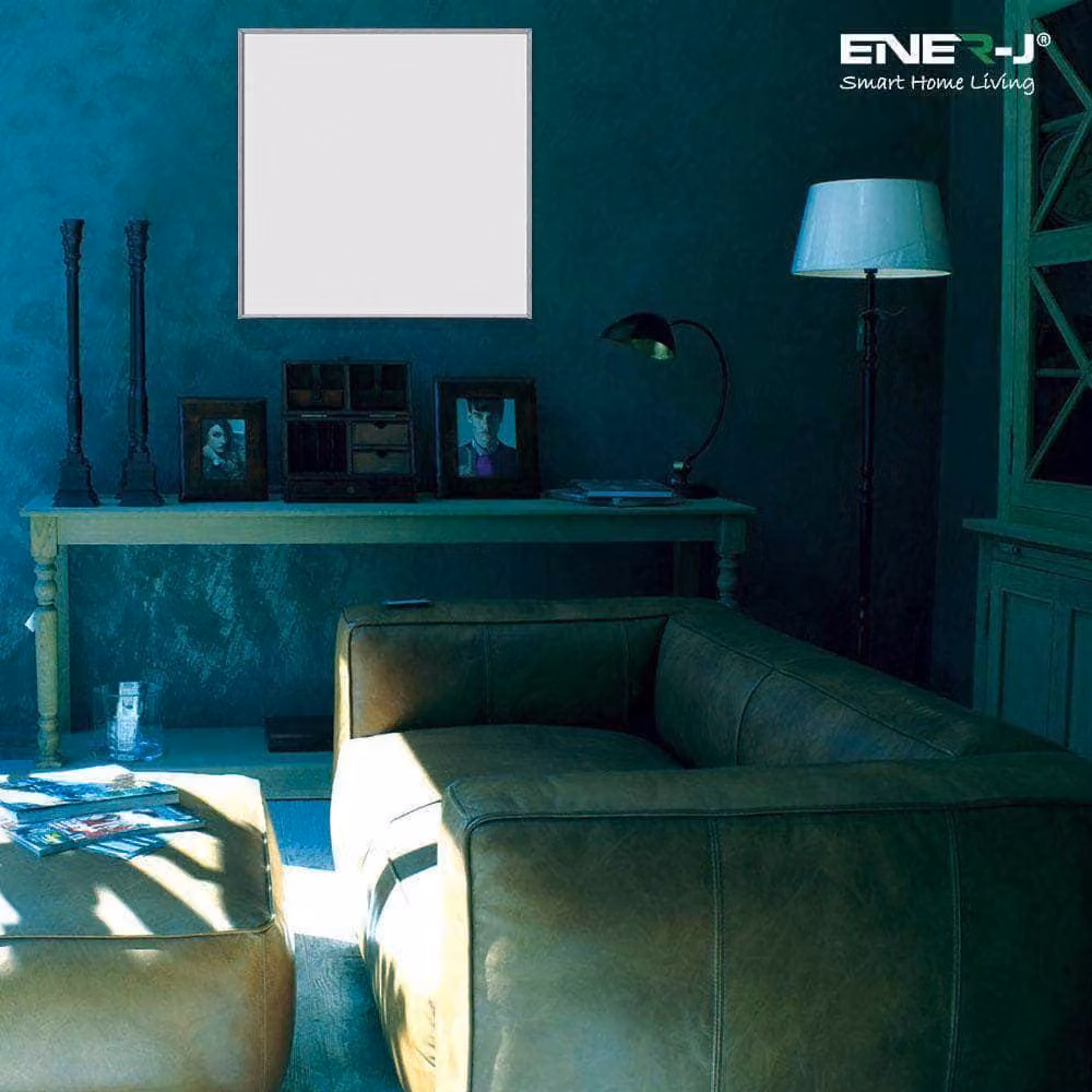 ENER-J 360W Infrared Glass Heater in White with WiFi Thermostat and App Control, W: 60.6 cm, H: 60 cm, D: 4.7 cm – 4