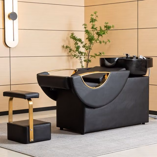 Westwood Black PU Leather Shampoo Bowl Chair and Hair Washing Station