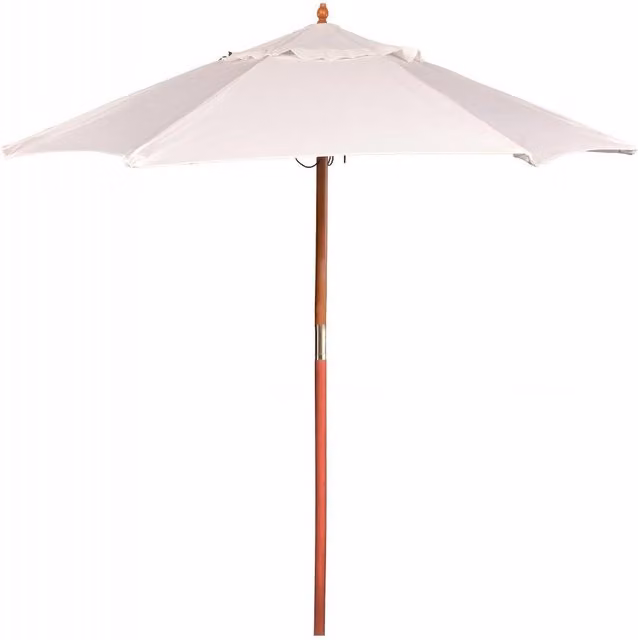 Oypla Beige and White Wooden Garden Parasol with Polyester Canopy, Height: 210 cm