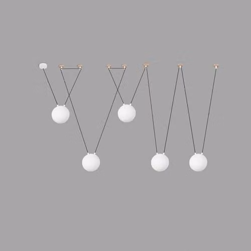 Netlighting Mine 5 Light Suspended Ceiling Pendant in White and Wood with E27 Bulbs – 1