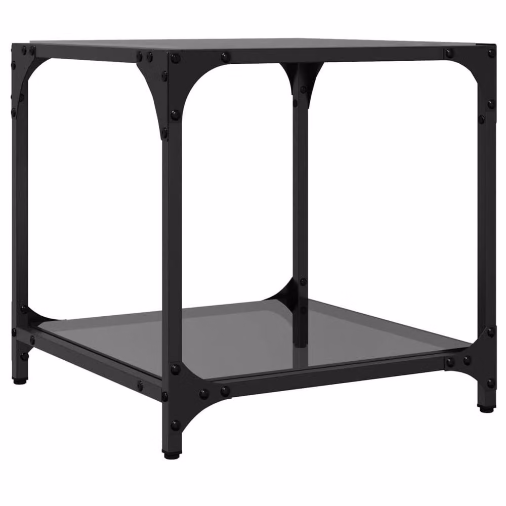 Berkfield Home Modern Coffee Table Set with Black Glass Top and Steel Frame, W/D/H: 40 x 40 x 40 cm, 2 Pieces – 5