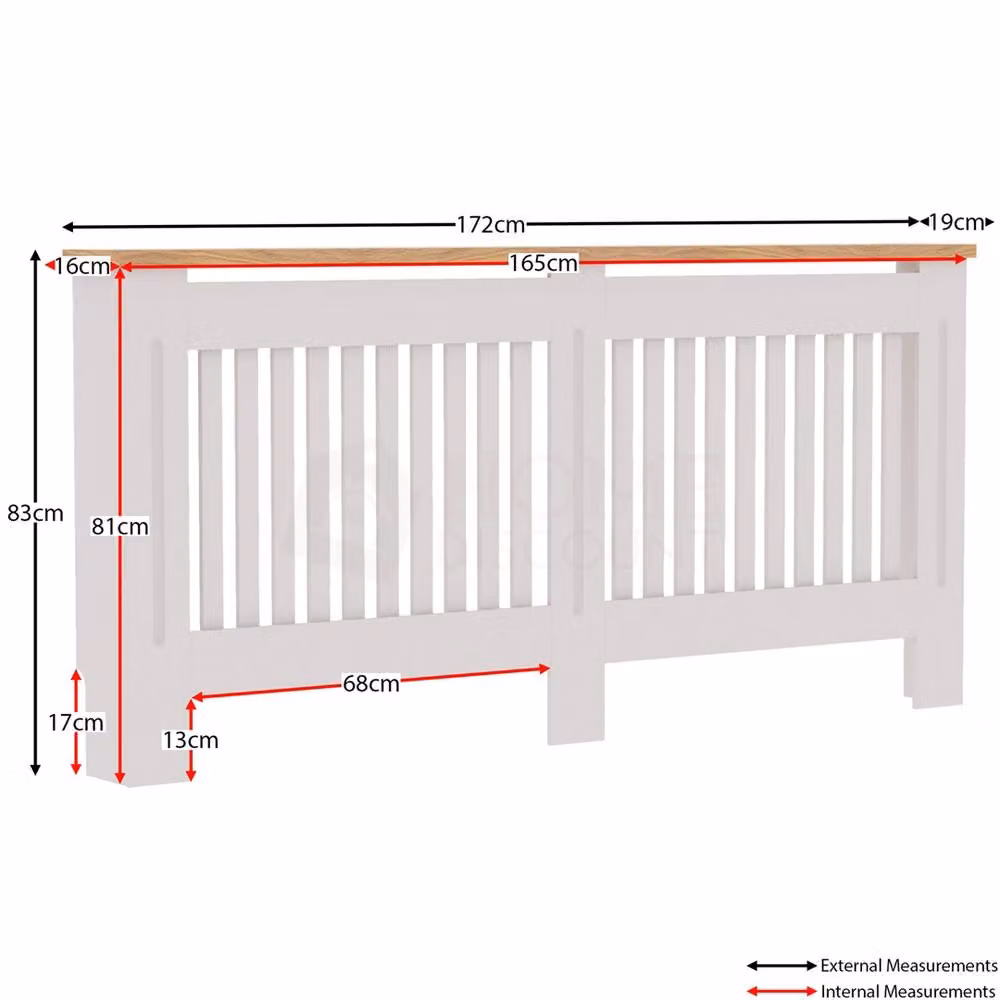 PAWNORA White Lacquered Striped MDF Radiator Cover, Medium – 2