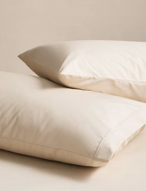 M&S 2 Pack Egyptian Cotton 230 Thread Count King Size Pillowcases in Beige