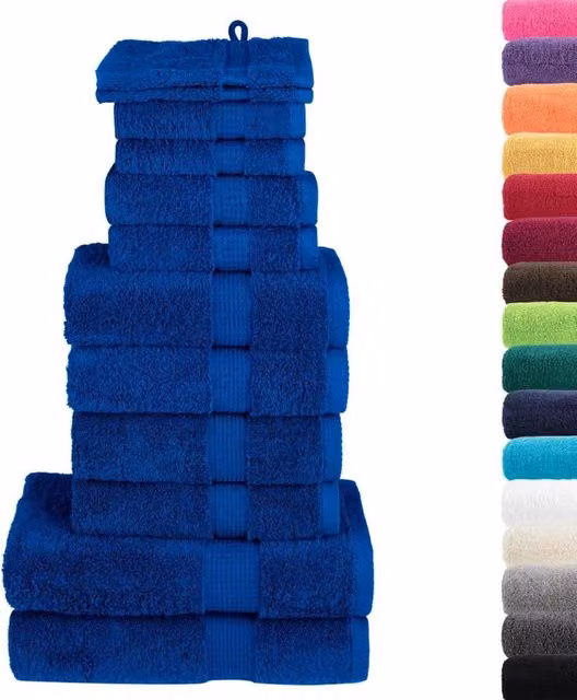 Berkfield Home SOLUND 12 Piece Premium Blue Cotton Terry Towel Set, 600 gsm – 1