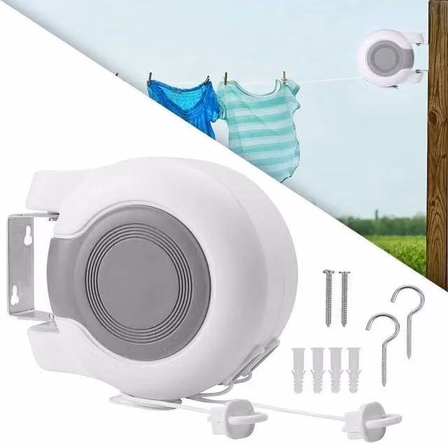 SPETLEK Retractable Double Washing Line, 30m, White – 1