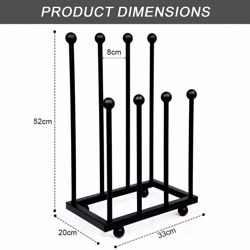 Crystals Black Metal Wellington Boot Rack and Shoe Storage Stand for 4 Pairs of Wellies – 5