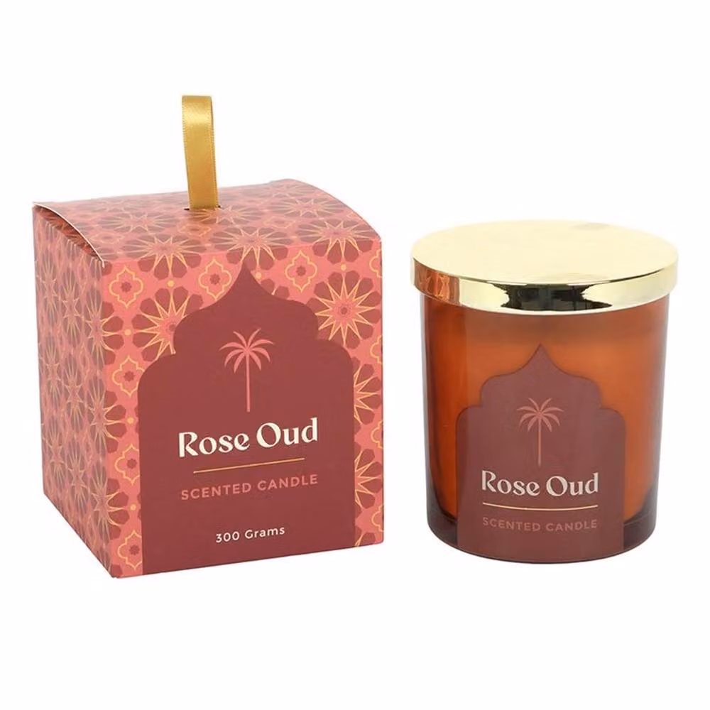 Uniqueful Arabian Nights Rose Oud Scented Candle, Orange, 200g – 2