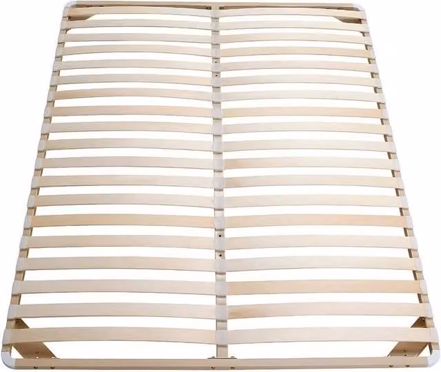Vente-unique Double Slatted Bed Frame in Beige, W: 140 cm, L: 190 cm