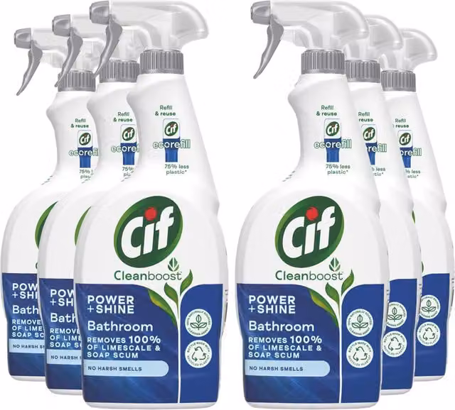 Cif Power and Shine Bathroom Cleaning Spray, 700ml (Pack of 6)