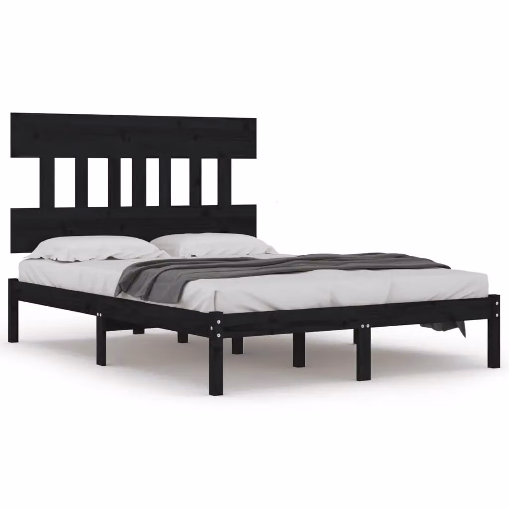 Berkfield Home Black Solid Pine Wood Bed Frame W/D/H: 200 x 200 cm – 2