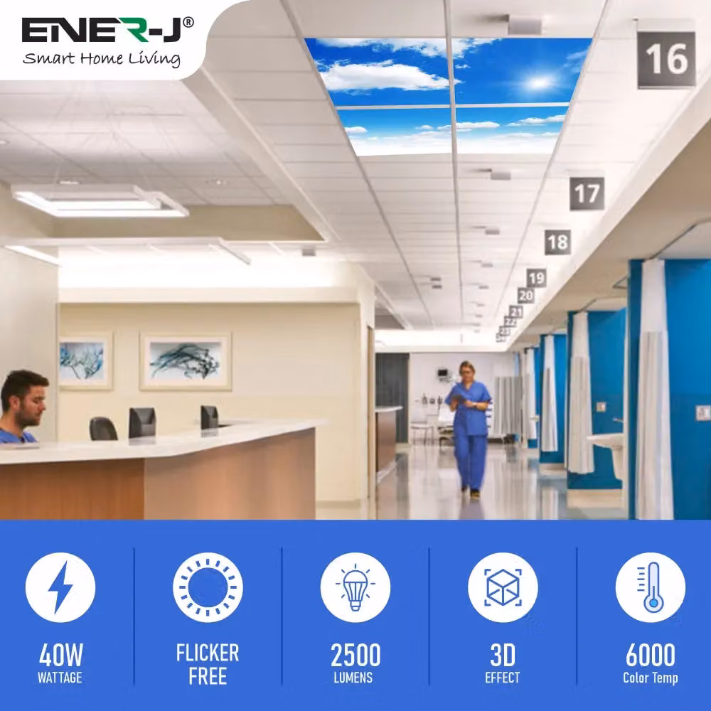 ENER-J 3D Sky Cloud LED Ceiling Panels, Pack of 4, White, Diameter: 25 cm, Height: 19 cm – 2