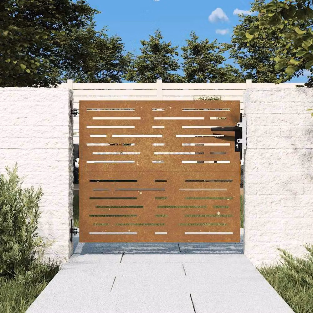 Berkfield Home Beautiful Garden Gate, Corten Steel Square Design, Brown, W: 85 cm, H: 75 cm – 2