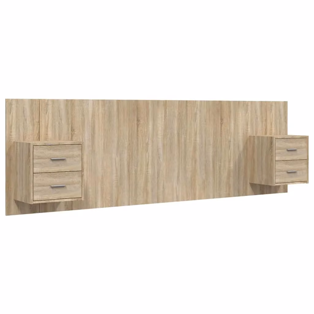 Berkfield Home Bed Headboard with Integrated Nightstands in Sonoma Oak Brown Engineered Wood – 2