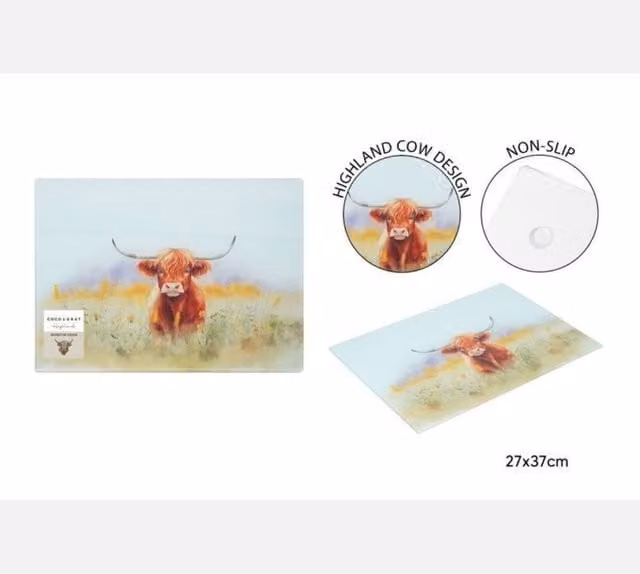 KDMD Highland Cow Worktop Saver 2 Pack, Brown, Non-Slip PVC Rectangular Mats
