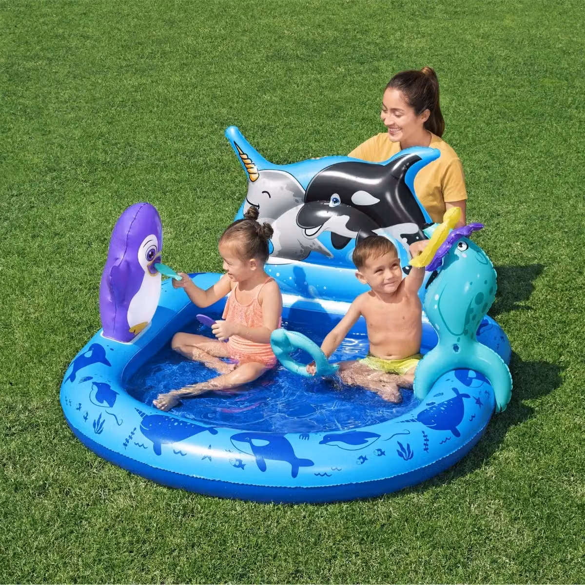 Bestway Polar Pals Inflatable Round Water Play Centre and Paddling Pool for Children in Blue and Multicolour – 2