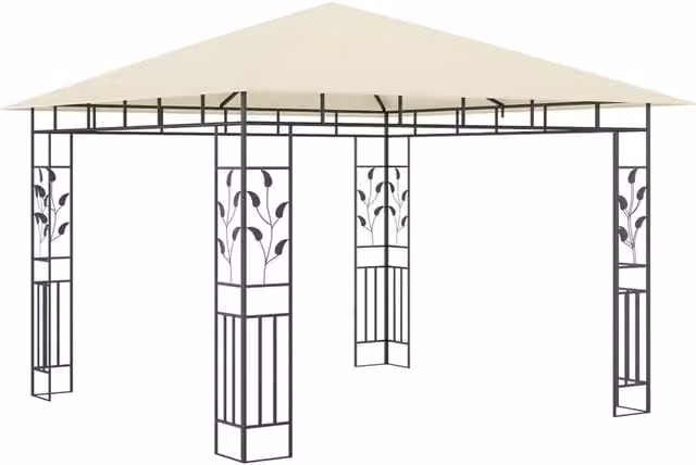 Berkfield Home Gazebo with Mosquito Net in Beige, W/D/H: 300 x 300 x 273 cm