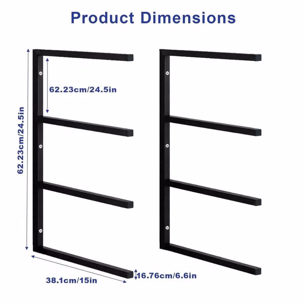 SPETLEK 2-Piece Black 4-Level Wall Mounted Rack, Width: 52 cm – 2