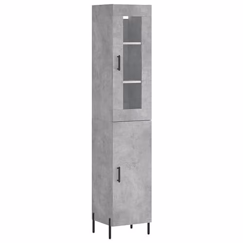 vidaXL Modern Highboard in Grey, W/D/H: 34.5 x 34 x 180 cm