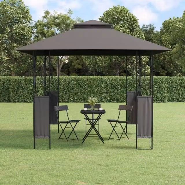 Berkfield Home Steel Garden Gazebo with Hip Roof in Anthracite and Black, W/D/H: 300 x 300 x 270 cm