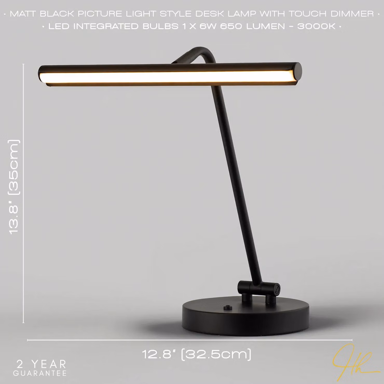 Happy Homewares Black LED Metal Desk Lamp with Touch Dimmer and Adjustable Warm White Light – 3