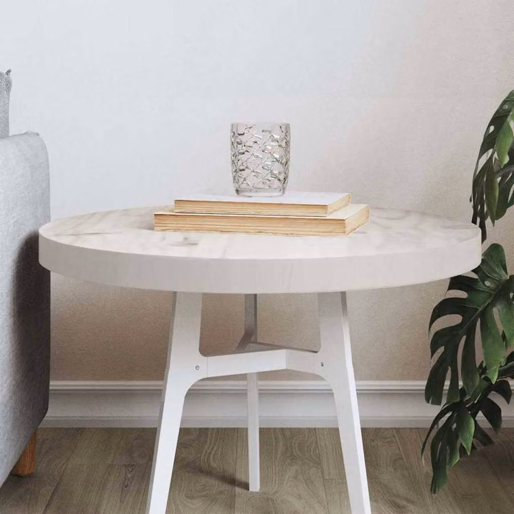 Berkfield Home Round White Solid Pine Table Top, Diameter: 50 cm, Height: 3 cm – 2