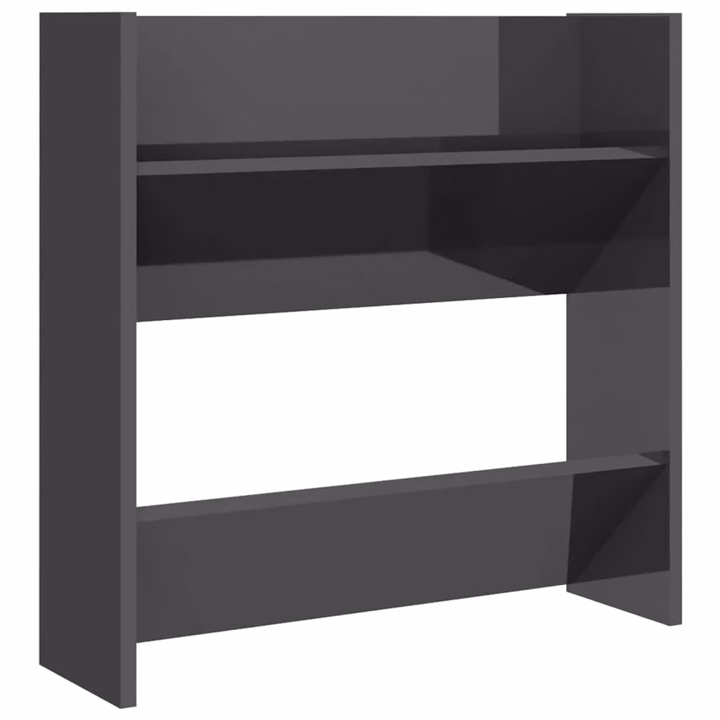 Berkfield Home Set of 2 High Gloss Grey Wall Mounted Shoe Cabinets, W/D/H: 60 x 18 x 60 cm – 3