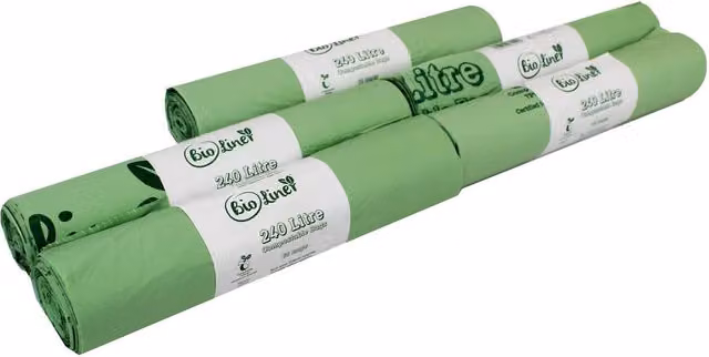 BioLiner Compostable Large Wheelie Bin Bags, Green, 240 Litre