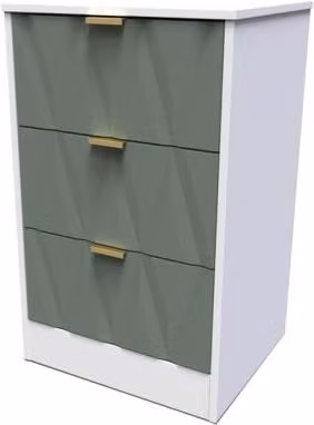 Welcome Las Vegas 3 Drawer Bedside Table in Green Glossy Modern Geometric Design