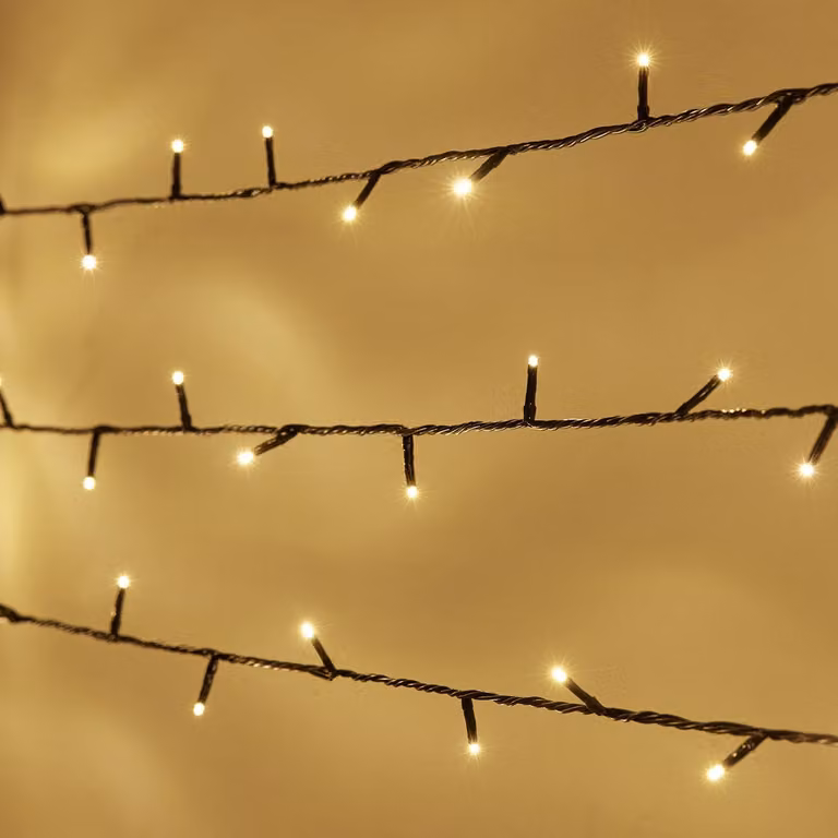 Essential Connect Warm White Connectable Fairy Lights with Green Cable, 50m