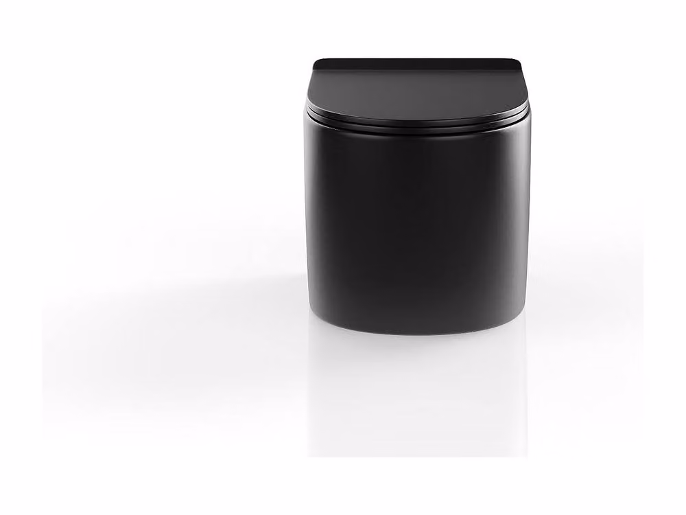 Vente-unique Rimless Matt Black Ceramic Wall-Hung WC with Soft Close Seat W/D/H: 53.5 x 36 x 30 cm – 2